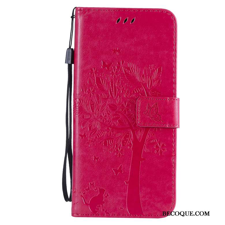 Redmi Note 7 Coque Étui En Cuir Protection Chat Fluide Doux Or Arbres