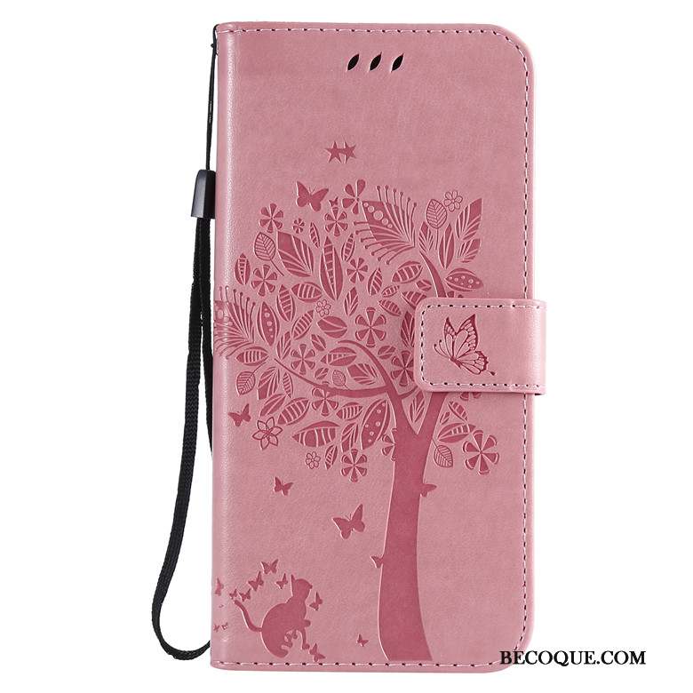 Redmi Note 7 Coque Étui En Cuir Protection Chat Fluide Doux Or Arbres