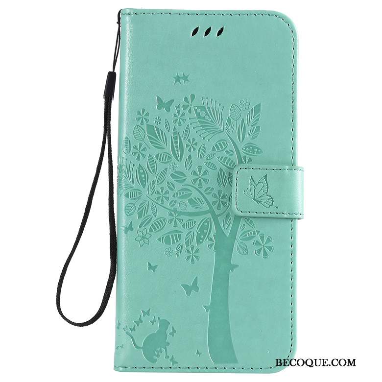 Redmi Note 7 Coque Étui En Cuir Protection Chat Fluide Doux Or Arbres