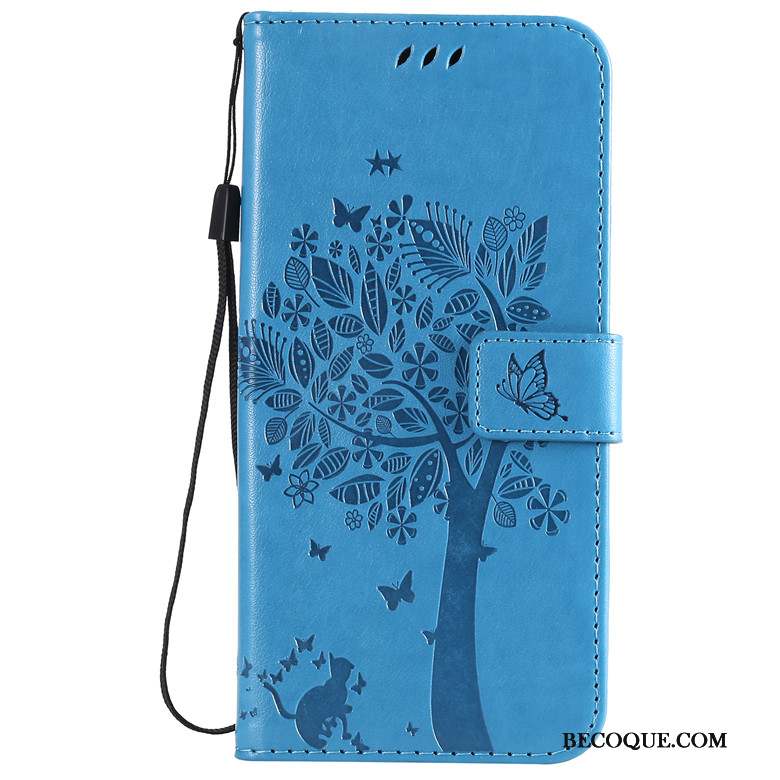 Redmi Note 7 Coque Étui En Cuir Protection Chat Fluide Doux Or Arbres