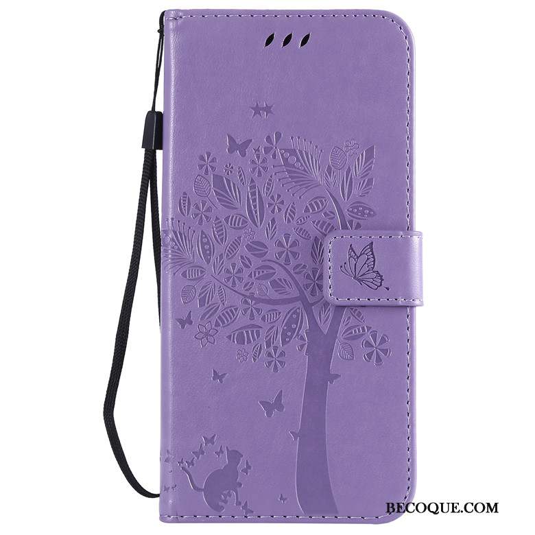 Redmi Note 7 Coque Étui En Cuir Protection Chat Fluide Doux Or Arbres