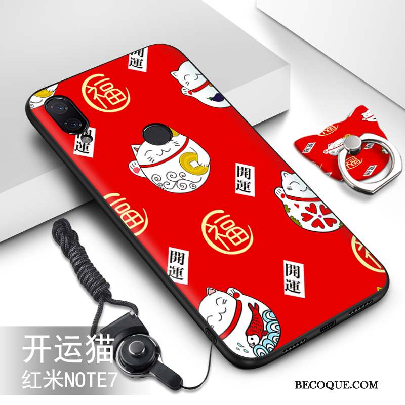 Redmi Note 7 Nouveau Coque De Téléphone Net Rouge Dessin Animé Protection Téléphone Portable