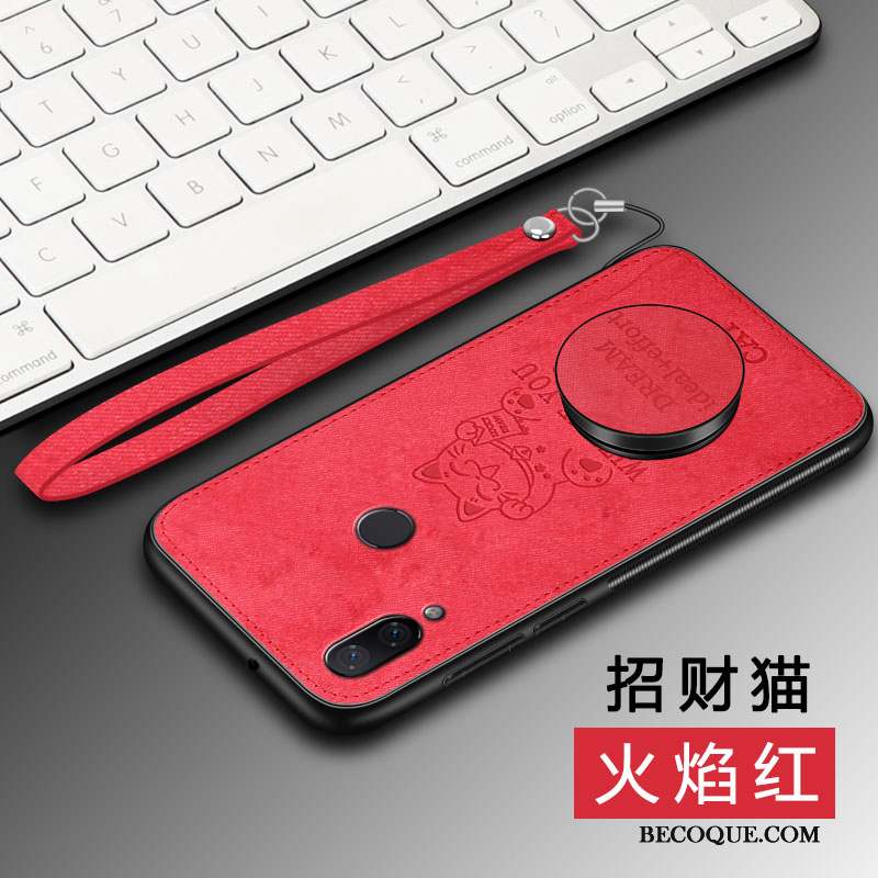 Redmi Note 7 Étui Modèle Fleurie Coque De Téléphone Silicone Net Rouge Tissu