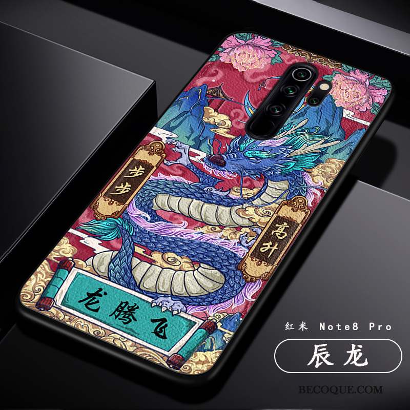 Redmi Note 8 Pro Coque De Téléphone Cuir Créatif Style Chinois Modèle Fleurie Mode