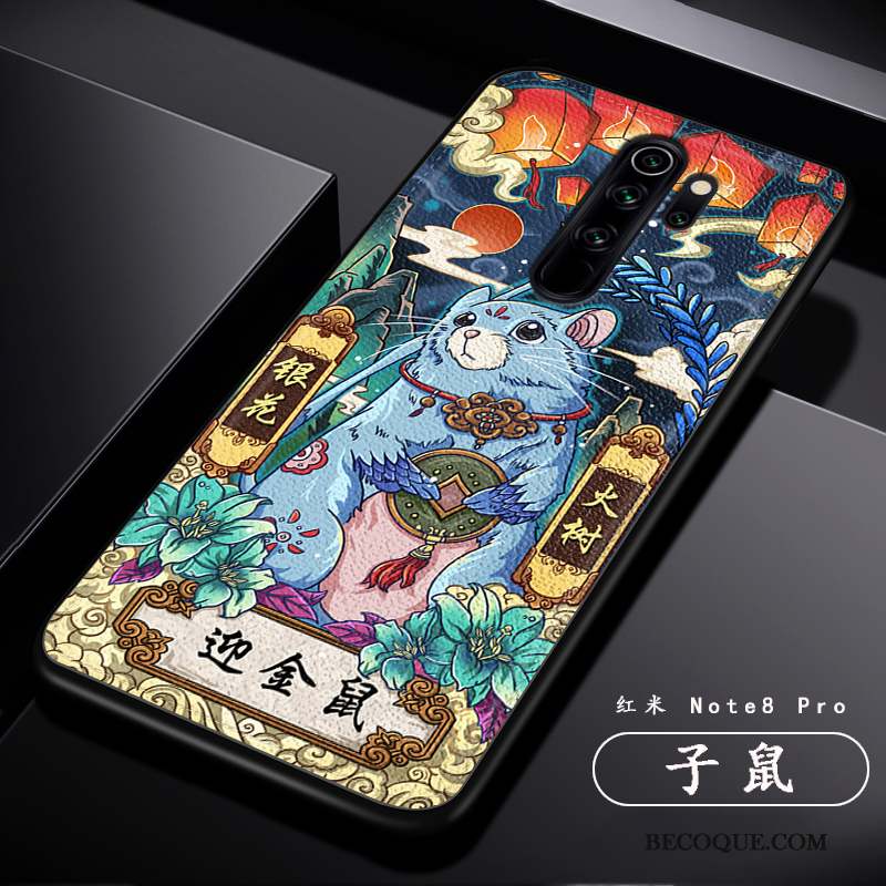 Redmi Note 8 Pro Coque De Téléphone Cuir Créatif Style Chinois Modèle Fleurie Mode