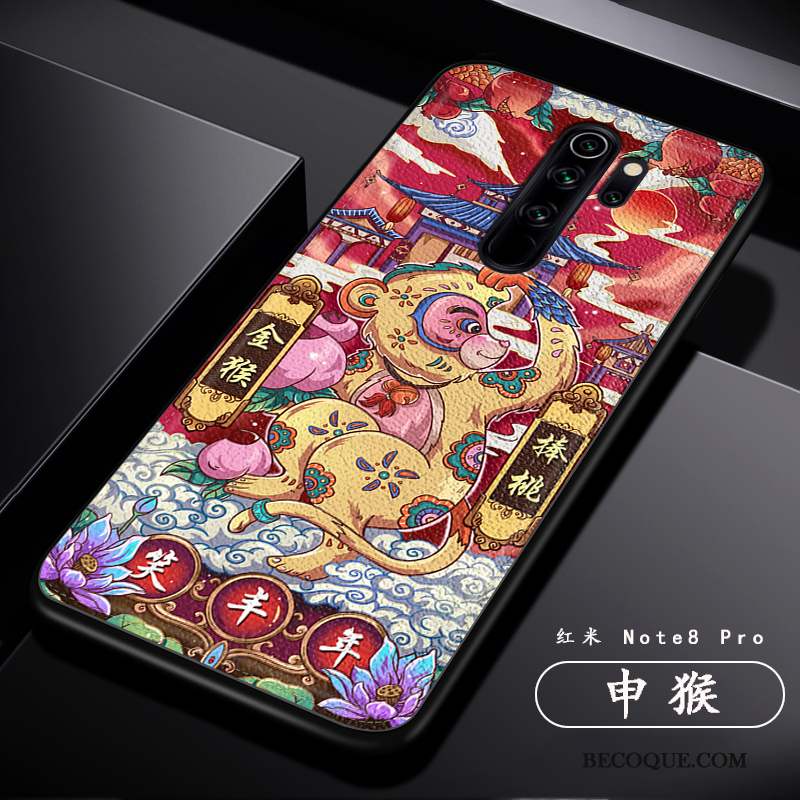 Redmi Note 8 Pro Coque De Téléphone Cuir Créatif Style Chinois Modèle Fleurie Mode