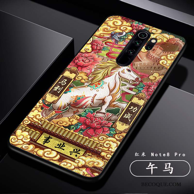 Redmi Note 8 Pro Coque De Téléphone Cuir Créatif Style Chinois Modèle Fleurie Mode