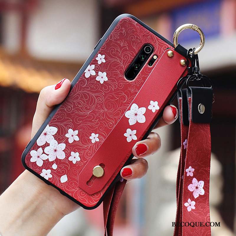 Redmi Note 8 Pro Coque De Téléphone Ornements Suspendus Étui Rouge Protection Blanc