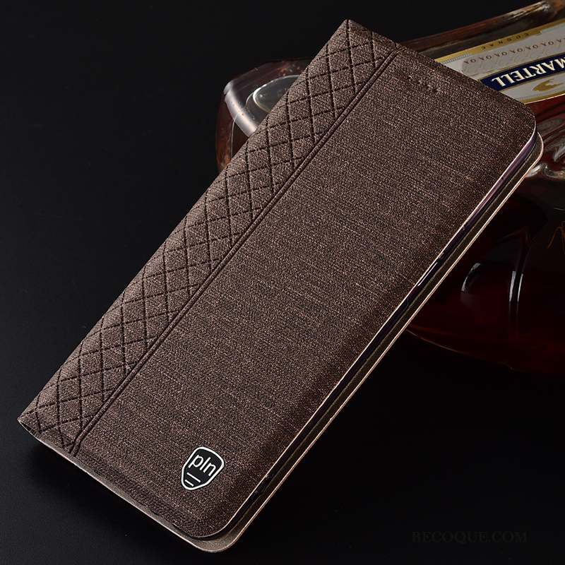 Redmi Note 8 Pro Coque De Téléphone Rouge Protection Lin Étui Bleu
