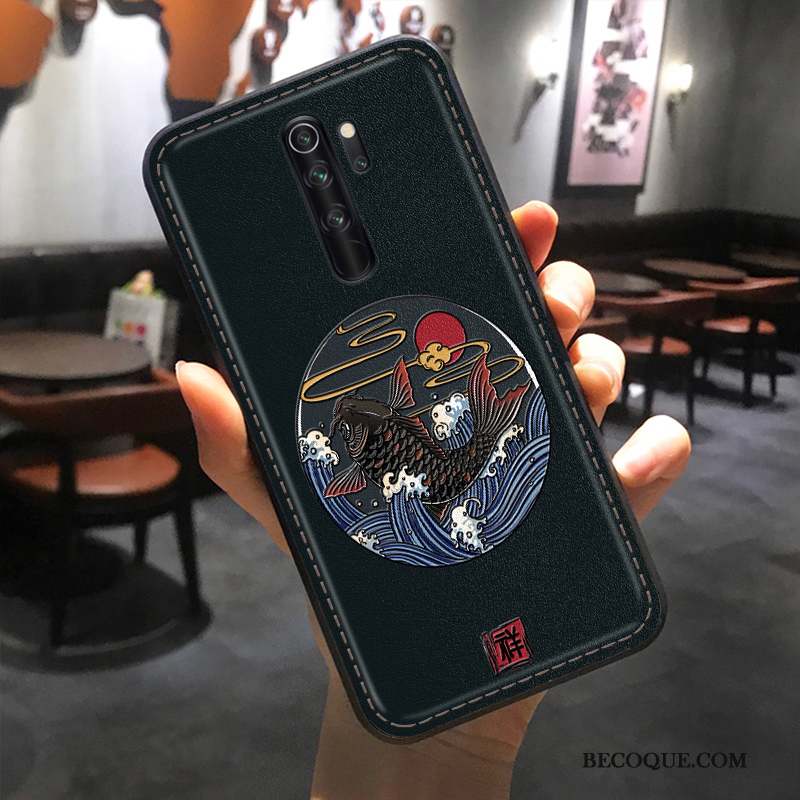 Redmi Note 8 Pro Coque De Téléphone Style Chinois Gaufrage Tout Compris Incassable Modèle Fleurie