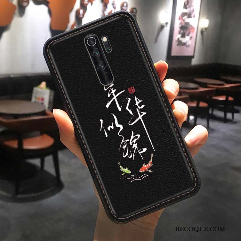 Redmi Note 8 Pro Coque Personnalité Incassable Modèle Fleurie Créatif Cœur Cuir