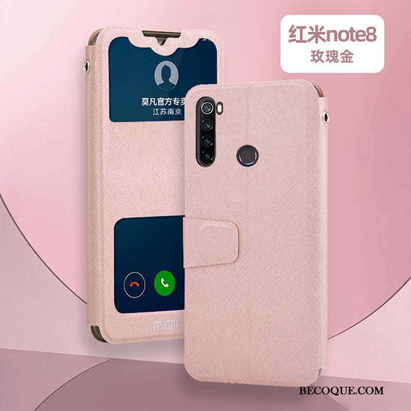 Redmi Note 8 Pro Coque Silicone Protection Étui En Cuir Incassable Tout Compris Rose