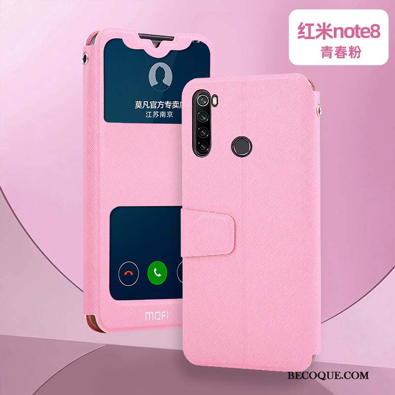 Redmi Note 8 Pro Coque Silicone Protection Étui En Cuir Incassable Tout Compris Rose