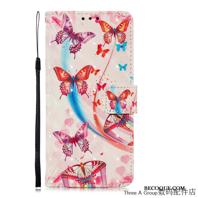 Redmi Note 8 Pro Rouge Charmant Housse Coque De Téléphone Carte Papillon