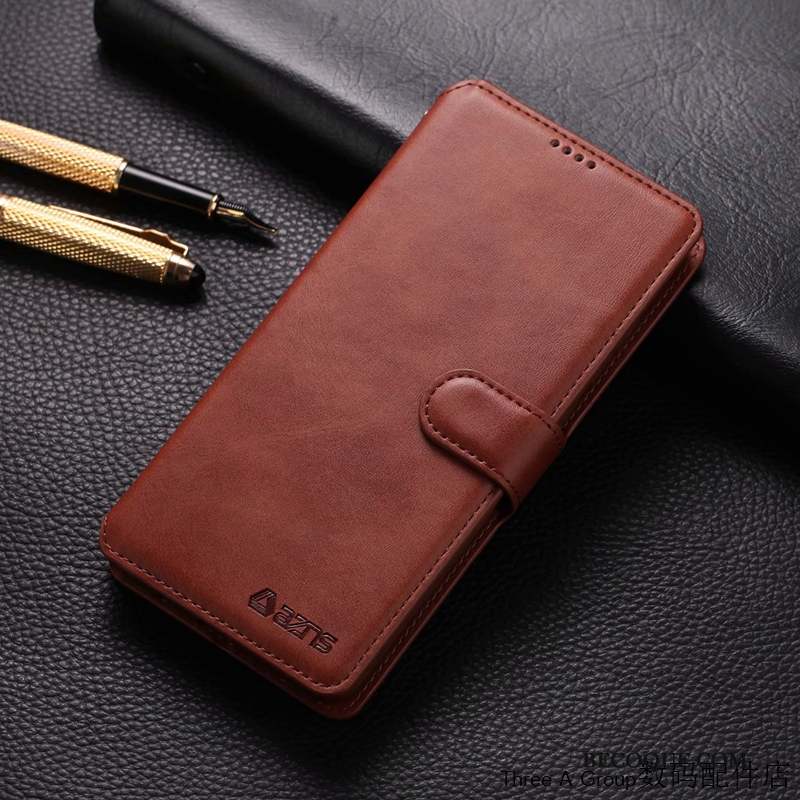 Redmi Note 8 Pro Étui En Cuir Business Personnalité Coque De Téléphone Rouge Housse