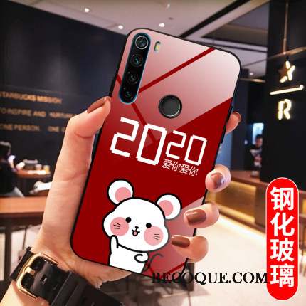 Redmi Note 8t Coque Rat Nouveau Net Rouge Fluide Doux Petit Verre Trempé