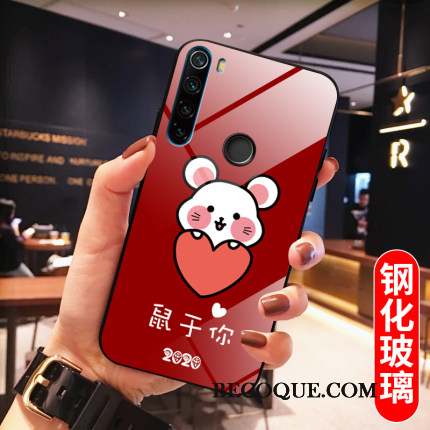 Redmi Note 8t Coque Rat Nouveau Net Rouge Fluide Doux Petit Verre Trempé