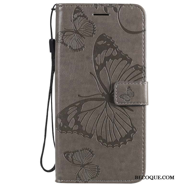 Redmi Note 8t Fluide Doux Fleurs De Papillons Protection Coque De Téléphone Incassable Étui En Cuir