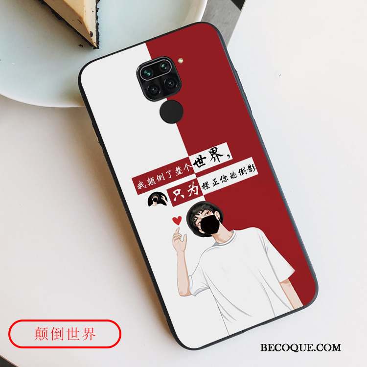 Redmi Note 9 Coque Incassable Étui Net Rouge Rose Protection Marque De Tendance