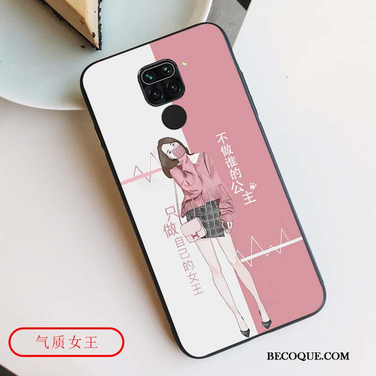 Redmi Note 9 Coque Incassable Étui Net Rouge Rose Protection Marque De Tendance
