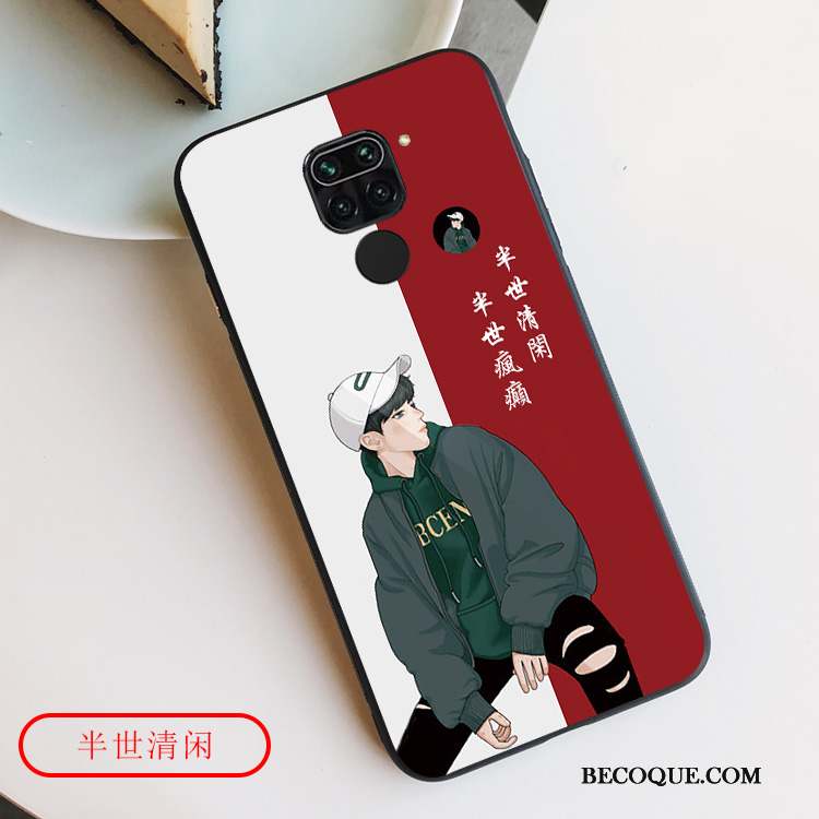 Redmi Note 9 Coque Incassable Étui Net Rouge Rose Protection Marque De Tendance