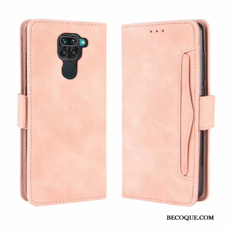 Redmi Note 9 Coque Rouge Housse Fluide Doux Rose Carte Étui En Cuir