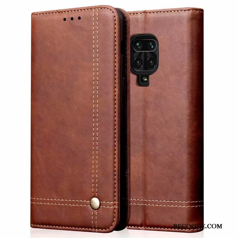 Redmi Note 9 Pro Coque De Téléphone Tout Compris Étui En Cuir Housse Rouge Simple