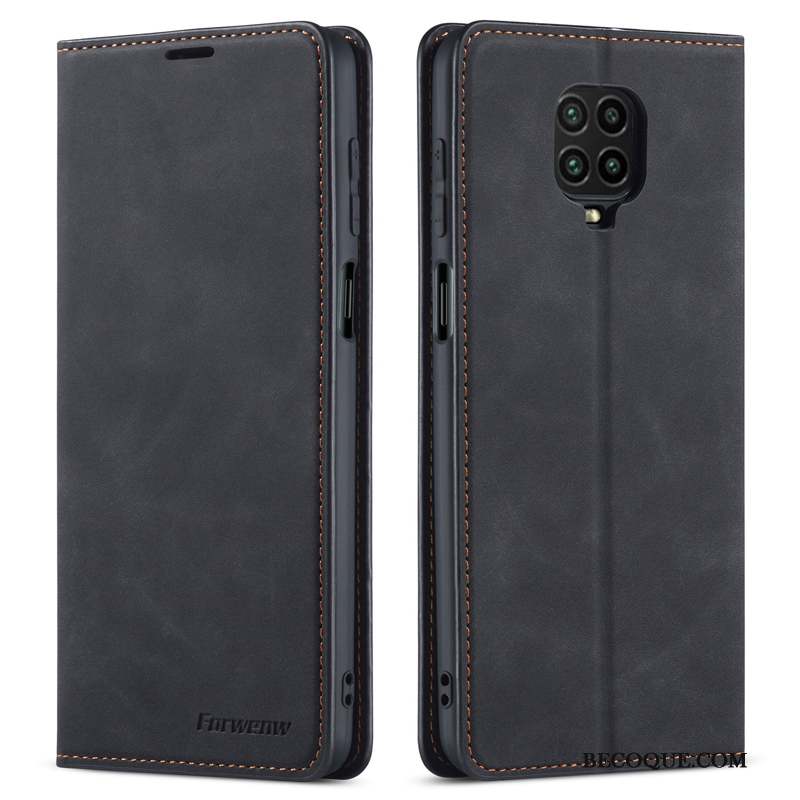 Redmi Note 9 Pro Coque Incassable Protection Tout Compris Étui Cuir Véritable Clamshell