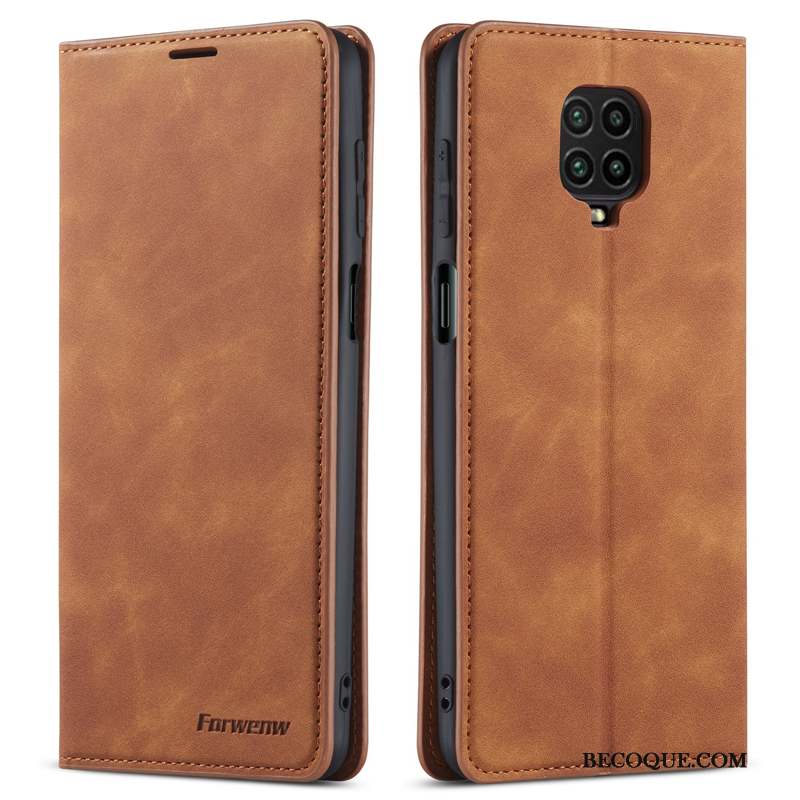 Redmi Note 9 Pro Coque Incassable Protection Tout Compris Étui Cuir Véritable Clamshell