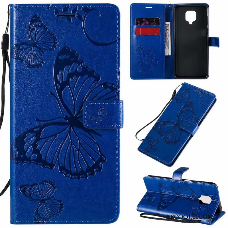 Redmi Note 9 Pro Coque Tout Compris Papillon Étui En Cuir Clamshell Grand Rouge