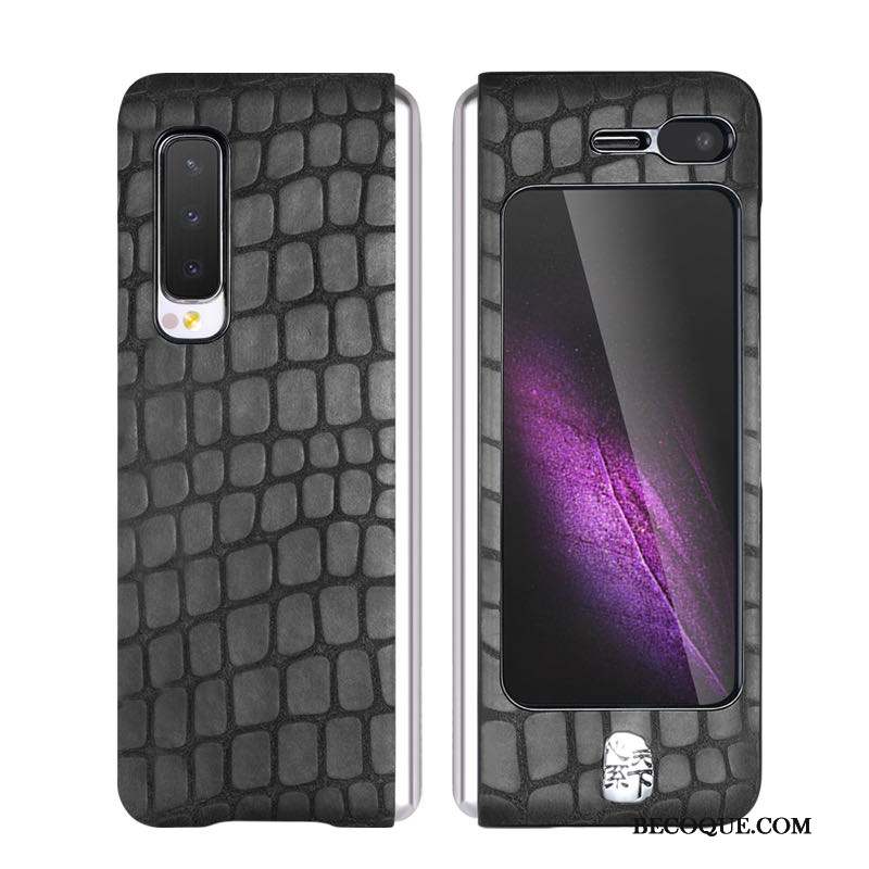 Samsung Fold Coque Business Incassable Cuir Véritable Tout Compris Téléphone Portable Étui