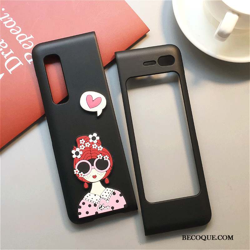 Samsung Fold Incassable Coque De Téléphone Rouge Dessin Animé Délavé En Daim Tout Compris