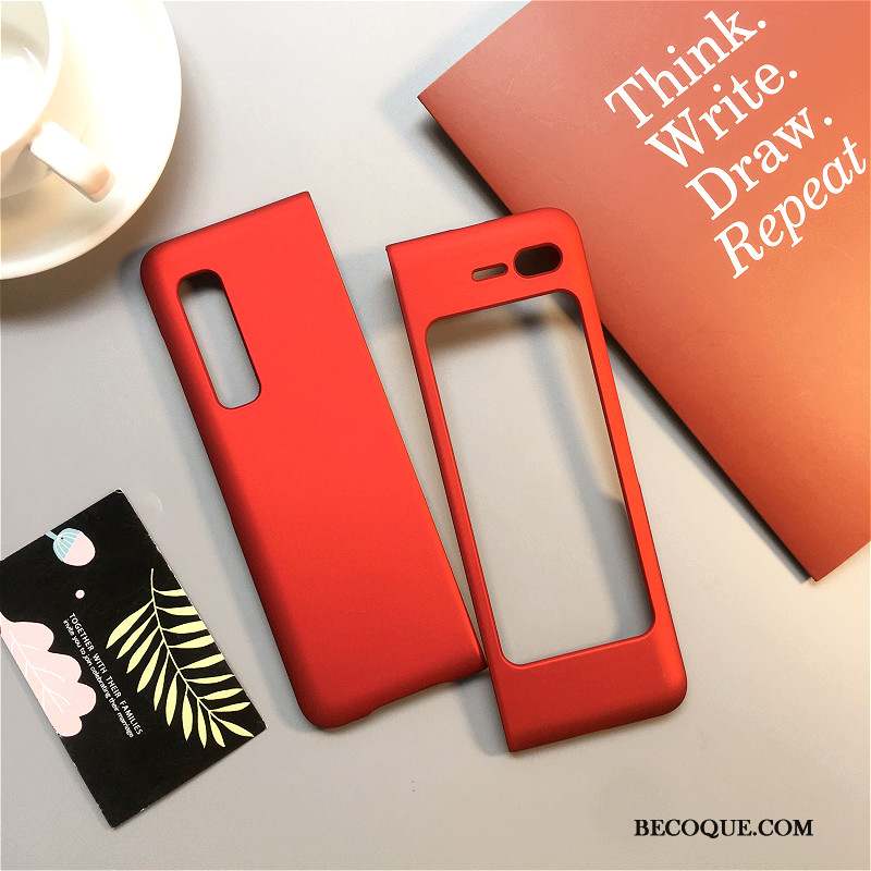 Samsung Fold Incassable Coque De Téléphone Rouge Dessin Animé Délavé En Daim Tout Compris