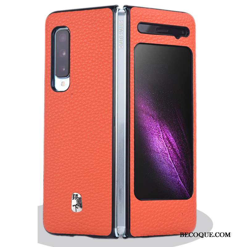 Samsung Fold Plier Étui Modèle Fleurie Orange Tout Compris Coque De Téléphone