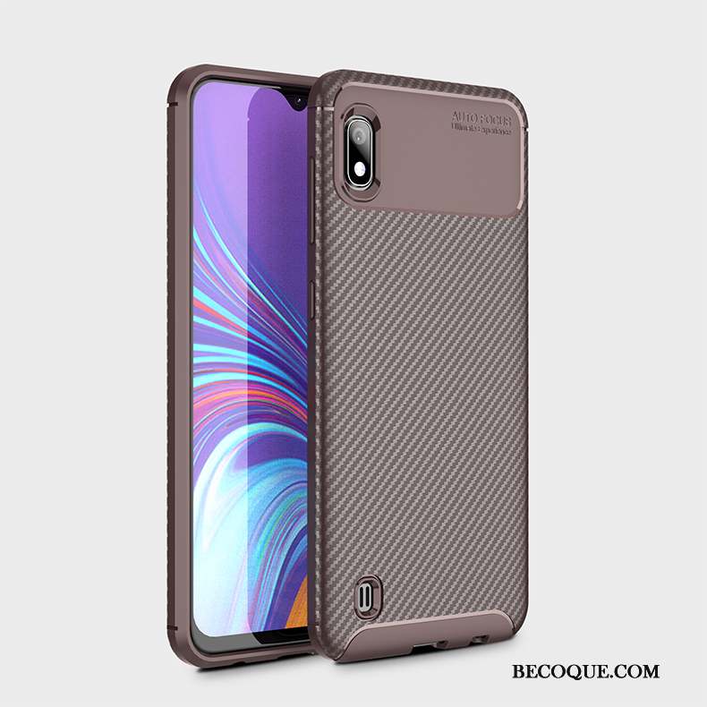 Samsung Galaxy A10 Fibre Marron Coque Fluide Doux De Téléphone Étui