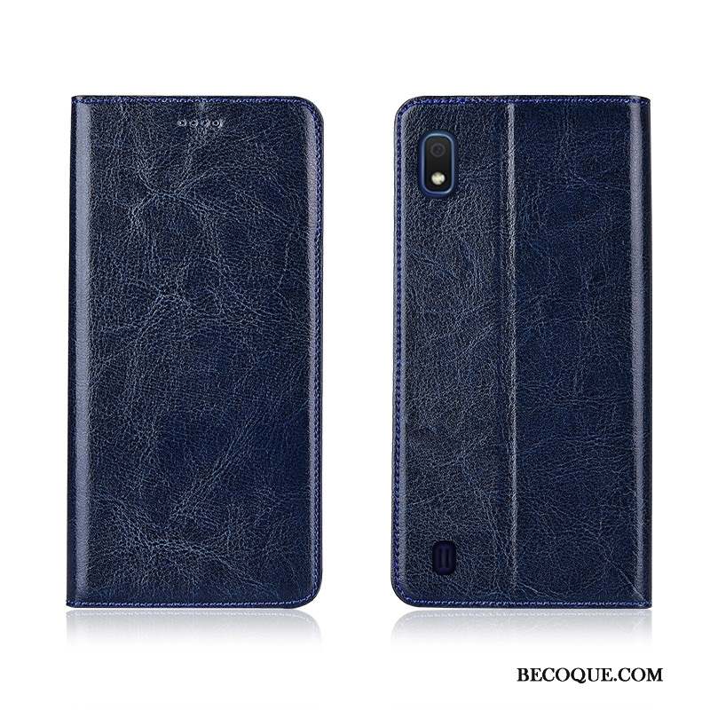 Samsung Galaxy A10 Protection Rose Cuir Véritable Coque Modèle Fleurie Délavé En Daim