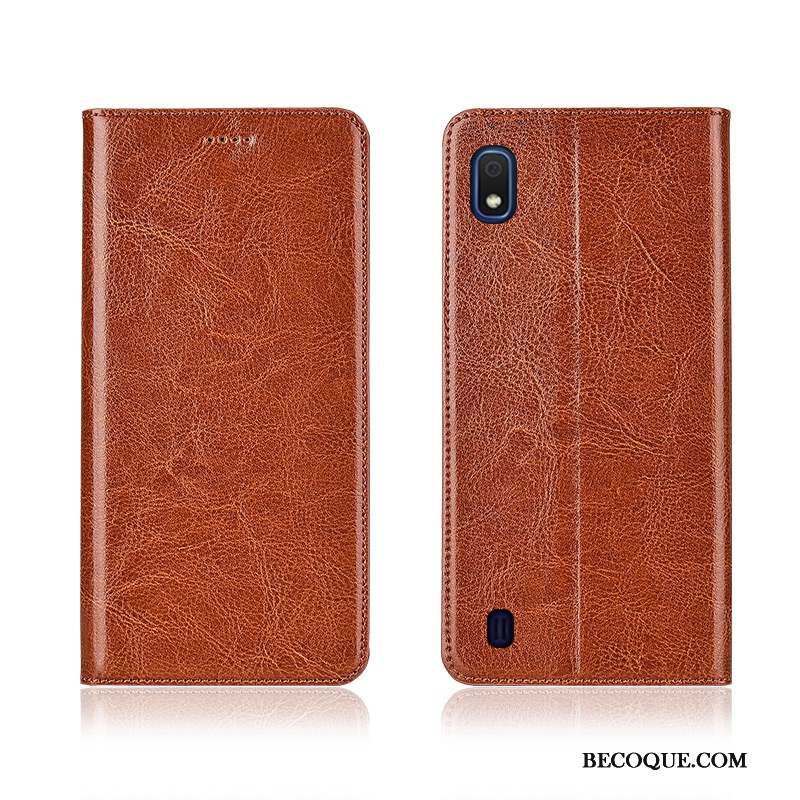 Samsung Galaxy A10 Protection Rose Cuir Véritable Coque Modèle Fleurie Délavé En Daim