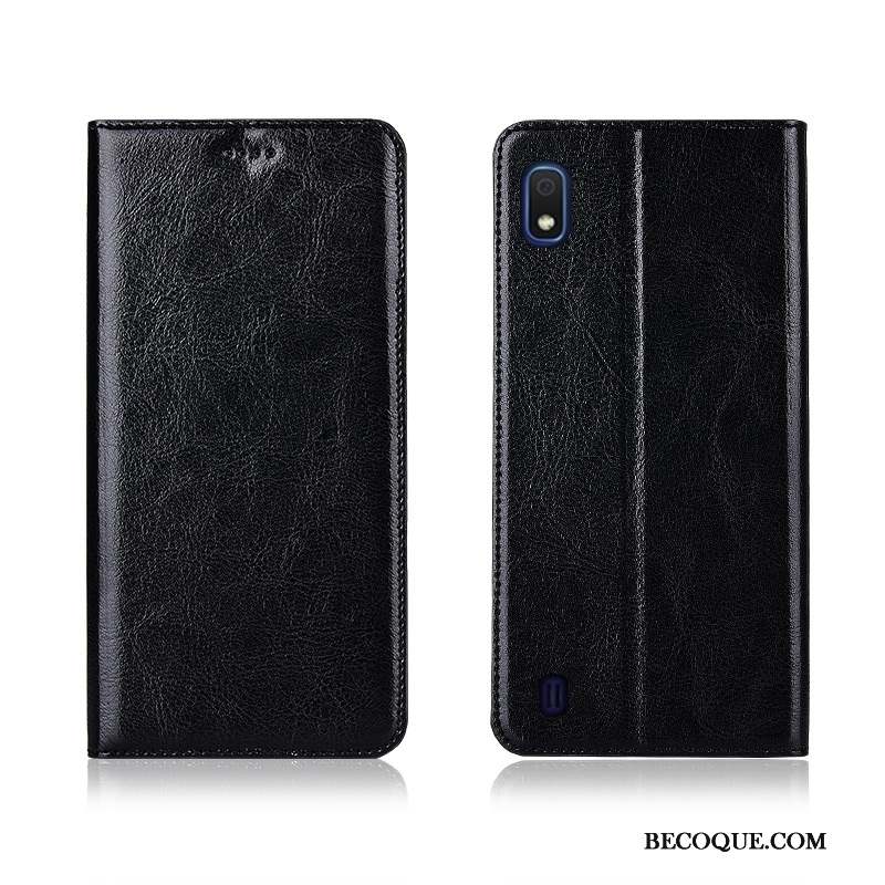 Samsung Galaxy A10 Protection Rose Cuir Véritable Coque Modèle Fleurie Délavé En Daim