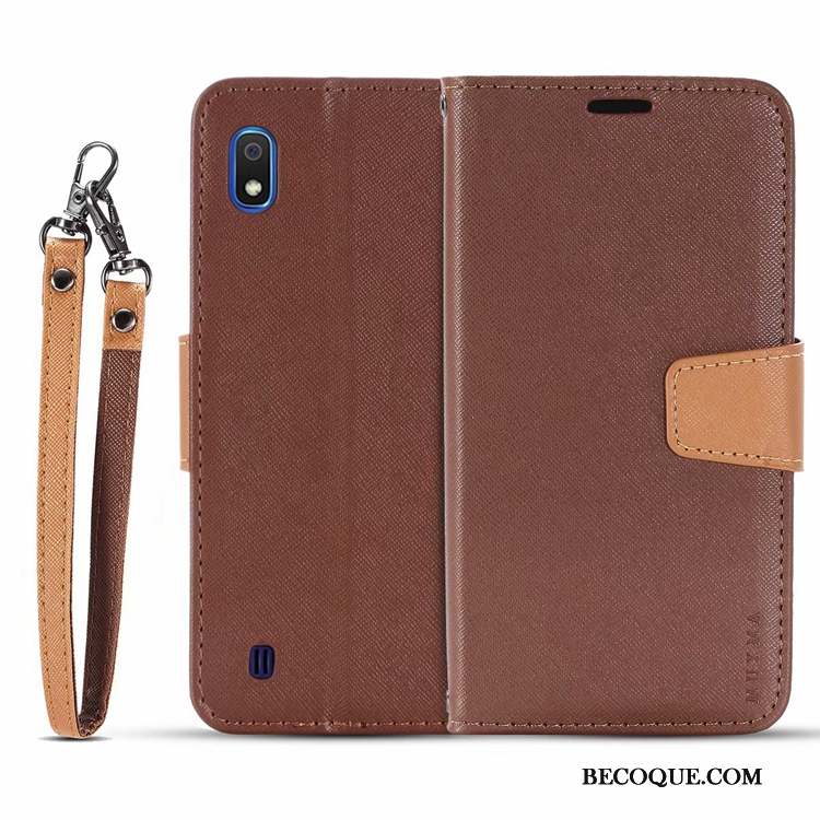 Samsung Galaxy A10 Étui En Cuir Clamshell Incassable Toile Noir Coque De Téléphone