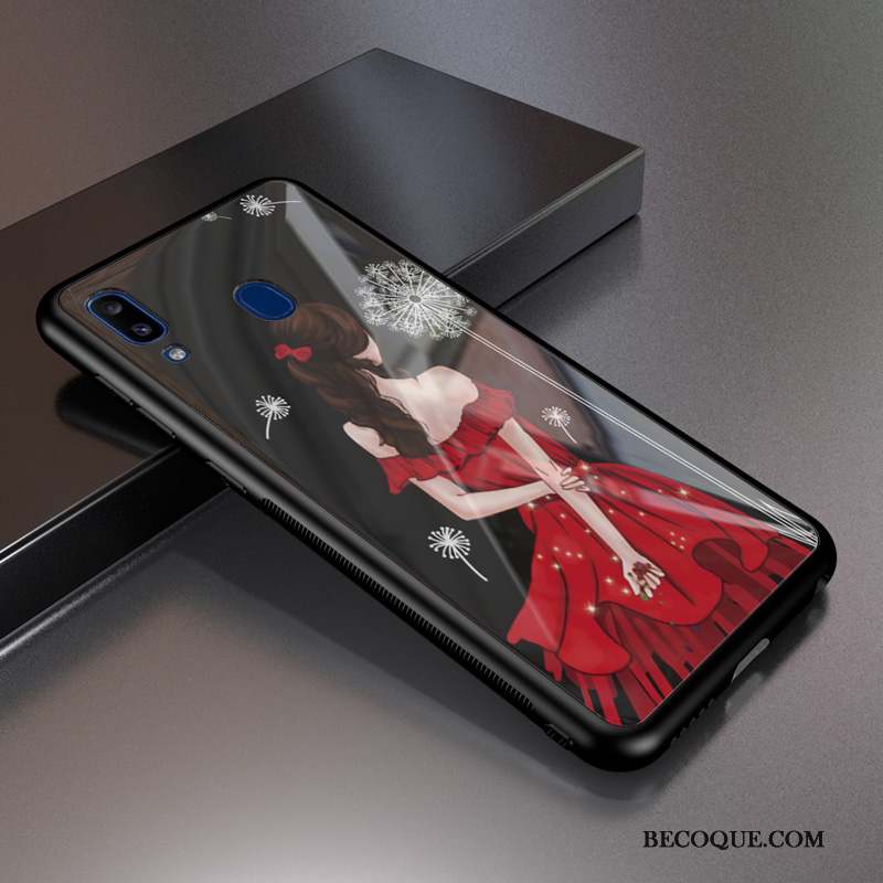 Samsung Galaxy A20e Coque Étui Personnalisé Fluide Doux Verre Membrane Noir