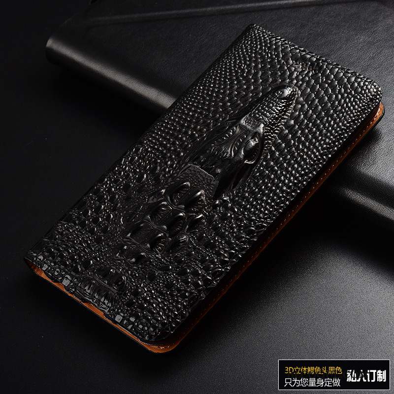 Samsung Galaxy A20e Téléphone Portable Coque De Téléphone Étui En Cuir Cuir Véritable Crocodile Jaune