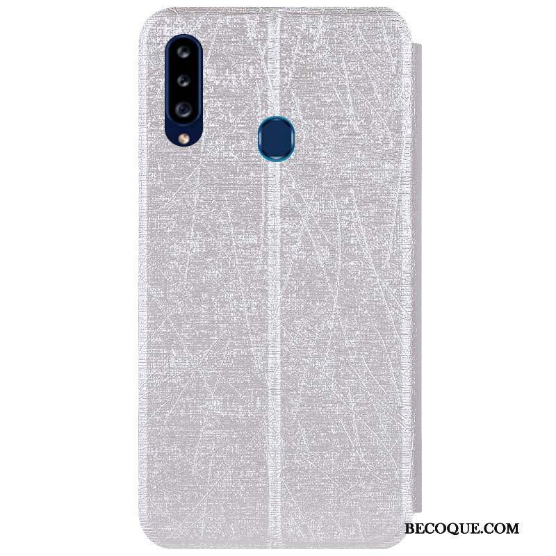 Samsung Galaxy A20s Argent Coque De Téléphone Protection Étui En Cuir Incassable Housse