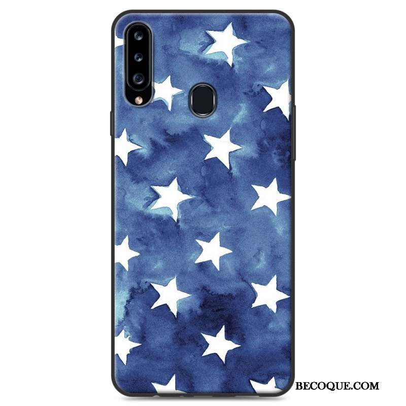 Samsung Galaxy A20s Coque Fluide Doux Peinture Tout Compris Bleu Protection Silicone