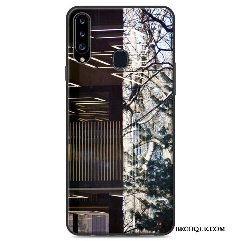 Samsung Galaxy A20s Cœur Délavé En Daim Multicolore Étui Coque Ornements Suspendus