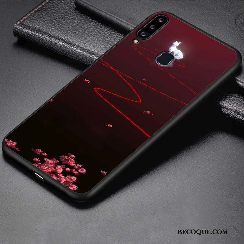 Samsung Galaxy A20s Dessin Animé Silicone Noir Délavé En Daim Protection Coque De Téléphone