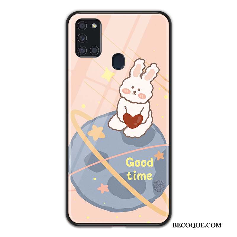 Samsung Galaxy A21s Amoureux Incassable Lapin Planète Coque Dessin Animé