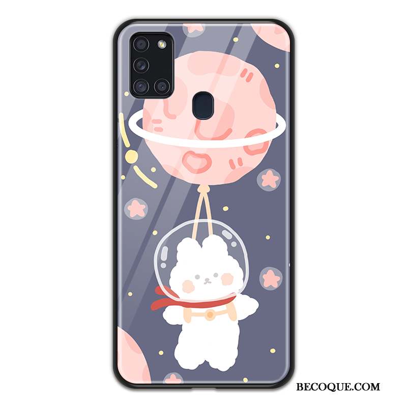 Samsung Galaxy A21s Amoureux Incassable Lapin Planète Coque Dessin Animé