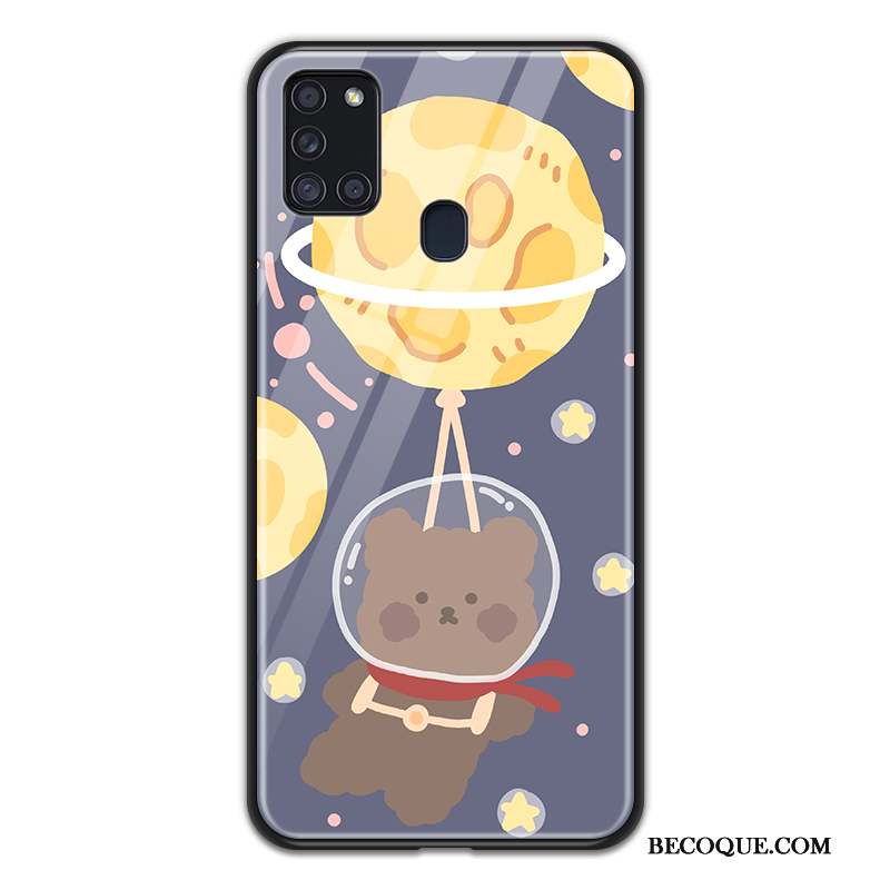 Samsung Galaxy A21s Amoureux Incassable Lapin Planète Coque Dessin Animé