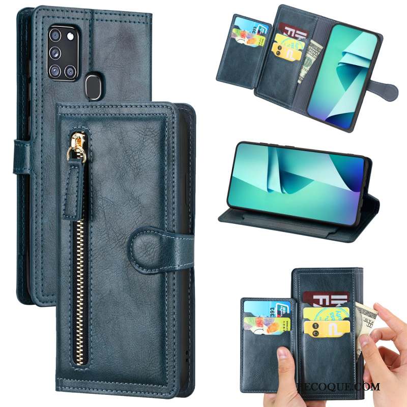 Samsung Galaxy A21s Coque Étui En Cuir Business Téléphone Portable Tendance Tout Compris Clamshell