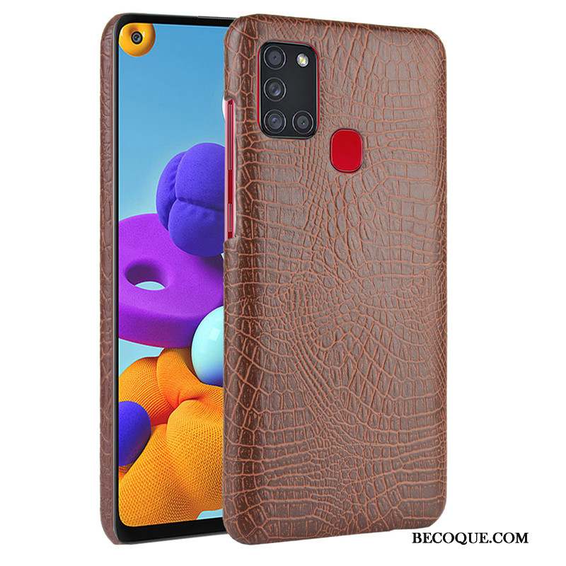 Samsung Galaxy A21s Qualité Bleu Marin Téléphone Portable Couvercle Arrière Coque Crocodile Modèle